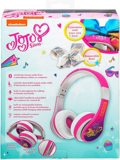 JoJo Siwa Kids Bluetooth Headphones for Wireless Rechargeable Foldable Bluetooth Headphones with Microphone Kid Friendly Sound and Bonus Detachabl...