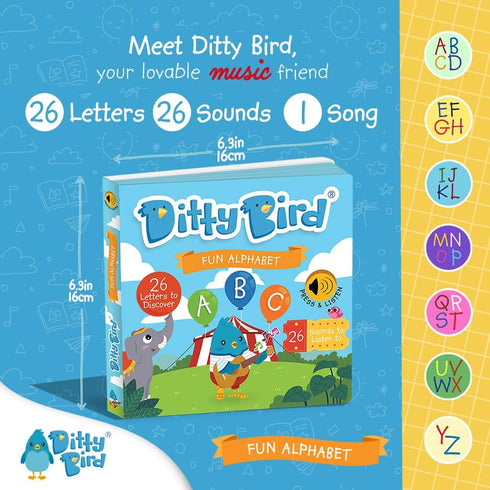 DITTY BIRD Fun Alphabet Book | ABC Learning for Toddlers | Sound Books for Toddlers 1-3 and 2-4 | ABC Song | Musical Books for Toddlers 1-3 | Inte...