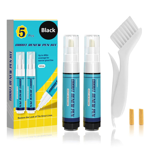 NADAMOO Grout Renew Pen Black, 2 Large Size 20ml Tile Grout Paint Pen, Grout Shine Touch Up Repair Marker Tile Gap Coating- Restore Grout Line, wi...