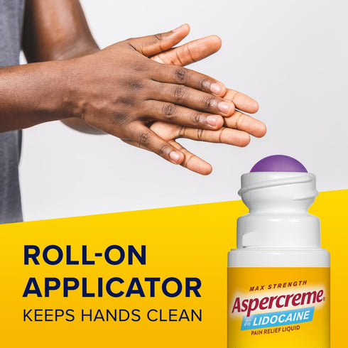 Aspercreme Essential Oils Lidocaine Pain Relief with No-Mess Roll-On Applicator, Max-Strength Lidocaine Numbs Away Nerve Pain, Moisturizing Aloe H...