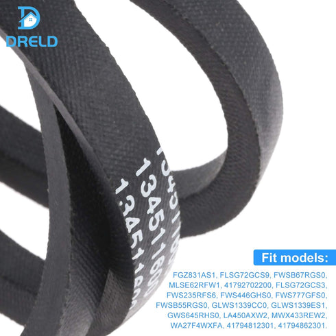 134511600 Washer Drive Belt, Replacement for Frigidaire, Whirlpool, Kitchen Aid, Admiral, Amana, Estate, Jenn-Air, Replaces # 1156860 131234000 131686100 13416110 AP3867042 PS1146950