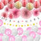 Baby Shower Theme Party Decorations It's a Boy and It's a Girl Banner Pink and Blue Balloons DIY Handmade Paper Flower Fans Honeycomb Balloons For...
