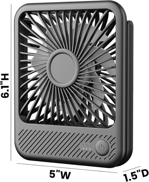 Koonie USB Desk Fan, Strong Wind Ultra Quiet Small Personal Fan with 180° Tilt Folding and 3 Speeds Adjustable, USB-C Corded Powered Mini USB Fan ...