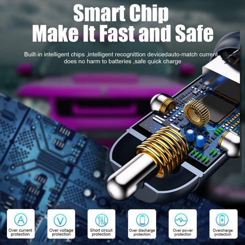 USB-C Car Charger Adapter, Dual Ports Fast Charging PD 60W + QC3.0 30W Mini All-Metal Cigarette Lighter USB Charger Universal for iPhone13/Pro Max...