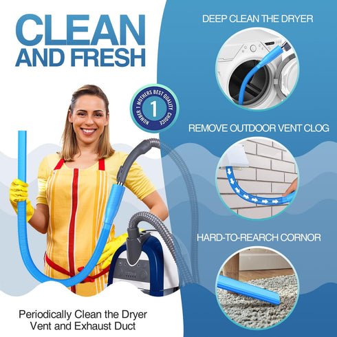 Dryer Vent Cleaner Kit Vacuum Attachment - Multiple Combinations V1 Lint Remover Power Washer and Vacuum Hose Quickly Removes Lint...