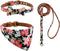 3PCS Bow Tie Dog Collar and Leash Set Plaid/Camo/Dots/Flower Dog Bandanas with Bell 3 Size Adjustable for Small Dogs Puppies and Cats (XS, Black F...