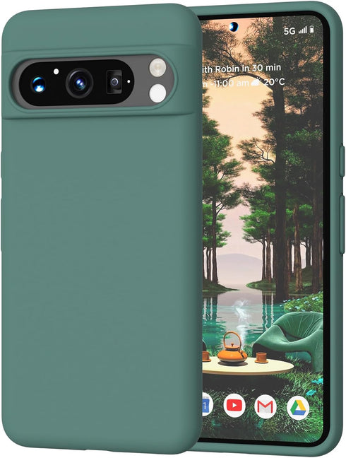 Compatible with Pixel 8 Pro Case, Liquid Silicone Case, Full Body Shockproof Protective Cover,?Soft Microfiber Lining? Slim Thin Phone Case for Go...