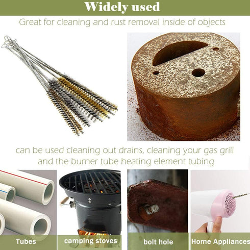 YXQ 12Pcs Tube Brush Kit Stainless Steel/Brass Wire Bottle Long-Handle Bristle Cleaning, 12 inch X 6mm/8mm/10mm/12mm/15mm/20mm...