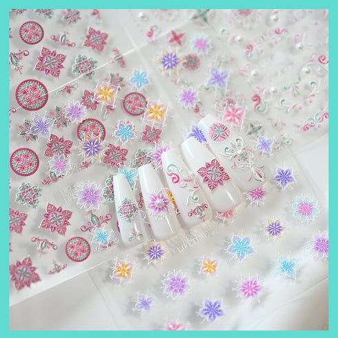 Bohemian Totem Colorful Nail Art Stickers 5D Embossed Nail Decals for Nail Art Design Self-Adhesive Nail Accessories for Women Nail Art Supplies 3...