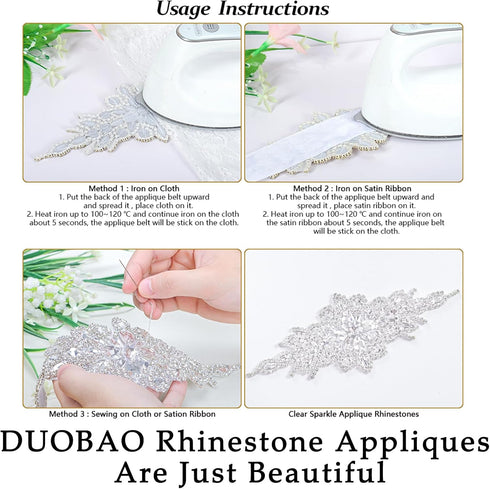 DUOBAO Rhinestone Pearl Bead Applique Blue Rhinestones Appliques Bridal Accessories Crystal Trim Belts Wedding Dress Sash Belt Headband DIY RA004 ...
