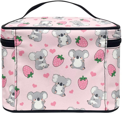 Strawberry Koala Toiletry Bag Makeup Bag Pouch Cosmetic Bag Toiletry Bag Desk Cosmetics Pouch Storage with Strap...