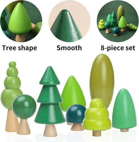 Youuys Wooden Craft Forest Trees Toys, 8 Pcs Finished Scene Mini Tree Kit Craft Set - Cake Topper - for Early Educational Preschool Classroom Proj...