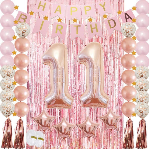 11th Birthday Decorations for Girls?Rose Gold 11 Birthday Party Decoration for Her?Rosegold Balloons Decoration for Girls Women 11th Birthday Part...