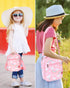 Lunch Box for Kids Girls Insulated Lunch Bag with Shoulder Strap and Pocket Pink Cute Lunch Cooler Thermal Meal Lunch Tote Bag for School Travel O...