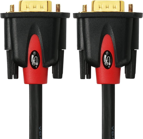 SHD VGA Cable 3Feet, VGA to VGA Monitor Cable HD15 SVGA for PC Laptop TV Projector Black and Red Color...