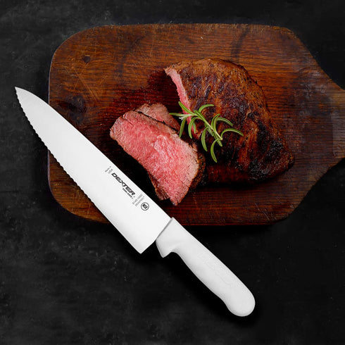 Dexter-Russell 10" Scalloped Cook’s Knife | S145-10SC-PCP | High Carbon Steel Blade with Slip-Resistant Grip | Sani-Safe Series | Made in USA...