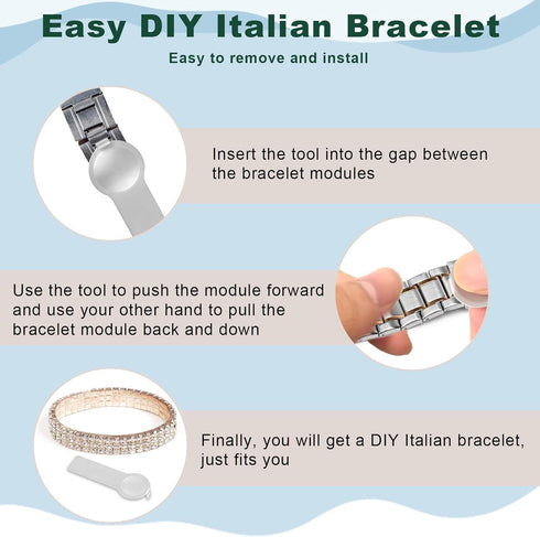 2pcs Italian Charm Opening Tool, 0.35in Charm Bracelet Starter Stainless Steel Bracelet Helper Tool/Link Tool for Nomination Bracelets Adding and ...