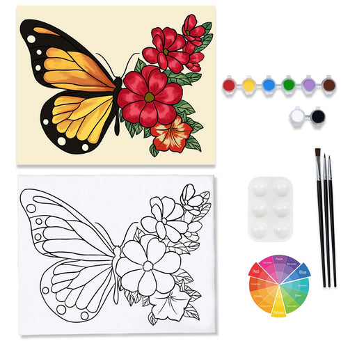 Canvas Painting Kits Pre Drawn Canvas for Painting for Adults Paint and Sip Party Supplies Stretched Canvas to Paint Games Ladies Night Flowers Bu...