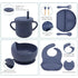 100% Silicone Baby Feeding Set,BPA Free Baby Dishes Set with Suction Bowl Divided Plate,Toddler Self Feeding Dish Set with Spoons Forks Sippy Cup ...