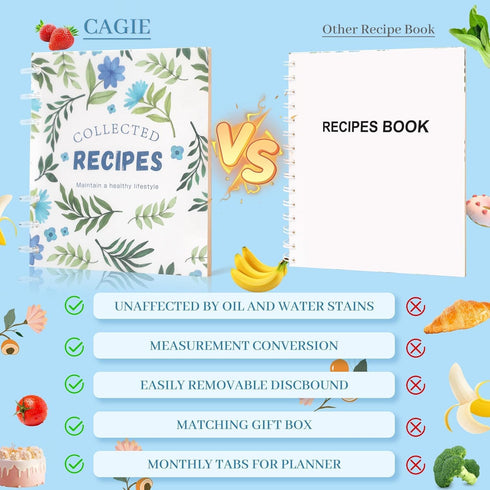 CAGIE Recipe Book to Write in Your Own Recipes Spiral Hardcover Personal Blank Recipe Notebook with Tabs for Family Cooking Lover, 120 Pages, 7.5×...