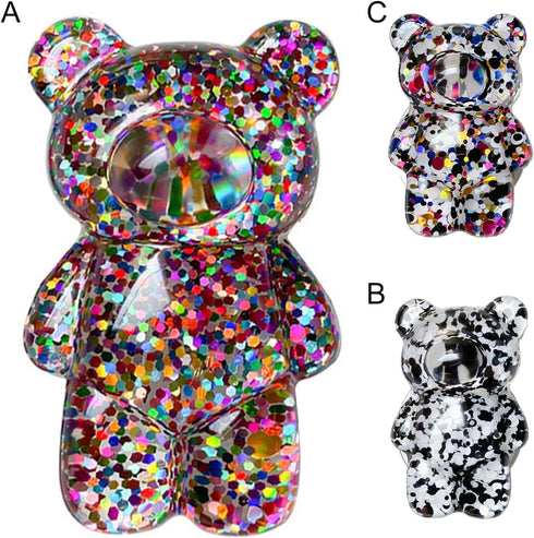 Mobile Phone Finger Holder Mobile Phone Finger Holder Cartoon Foldable Epoxy Sequins 3D Cute Bear Shaped Phone Grip Tok Folding Bracket Cell Phone...