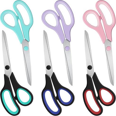 Scissors 6-Pack, 8'' Multipurpose Scissor with Ultra Sharp Blades, Easy Grip Handles, Stainless Steel Scissor for Office Supplies Craft Home, High...