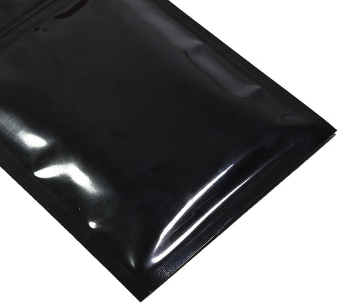 QQ Studio 100 Durable Double-Sided Metallic Foil Flat Style Zip Closure Locking Bag 7.5x10cm (3x4) (Black)...