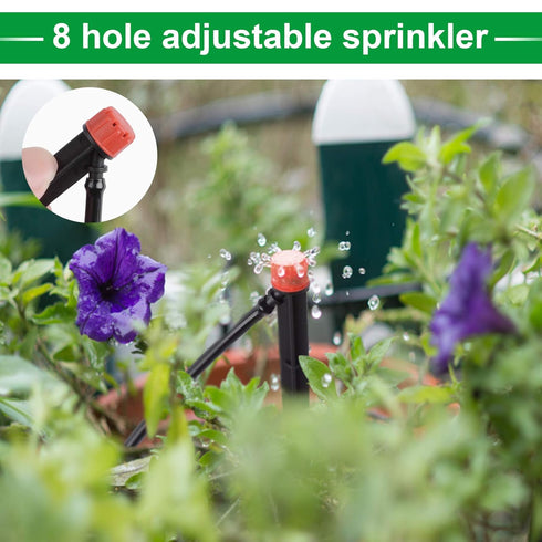 Kalolary 20PCS Drip Emitters for Irrigation, 1/4 Inch Drip Irrigation Emitters Parts 360 Degree Adjustable Water Flow Sprayer with Stake for 4/7mm...