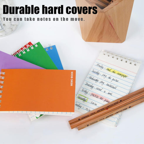 Koogel Top Bound Pocket Notebooks, Small Spiral Memo Pads Lined 3x5 Ruled Pocket Notebook Durable Cover Notebooks 50 Sheets/6 Pads for Office Scho...