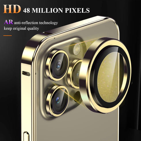 YMHML [3 in 1 for iPhone 14 Pro Titanium Frame Case with Screen Protector and Camera Lens Protector Tempered Glass, Metal Bumper Slim Hard Straigh...