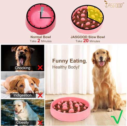 JASGOOD Slow Dog Bowl for Large Dogs,Fun Bowl Slow Feeder,Anti-Gulping Dog Slow Feeder Stop Bloat,Slow Eating Big Pet Bowl...