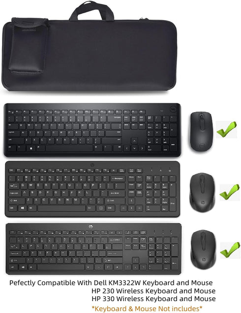 Wireless Keyboard Portable Case Storage Bag - Dustproof, Waterproof, Shockproof for Dell KM3322W/HP 230/HP 330 Wireless Keyboard and Mouse Combo (...