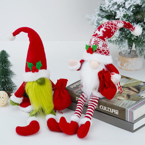 2PCS Christmas Gnomes Decorations for Home Holiday Party Gifts Elf Santa Gnome Ornaments Tiered Tray Decor...