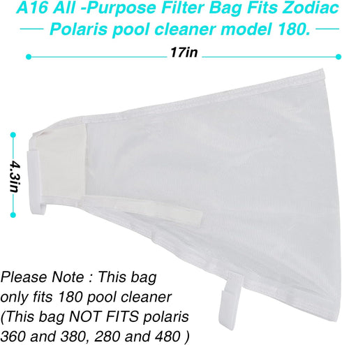 All Purpose Bag for Polaris 180 Pool Cleaner, All Purpose Bag A16, A-16-2 Pack...