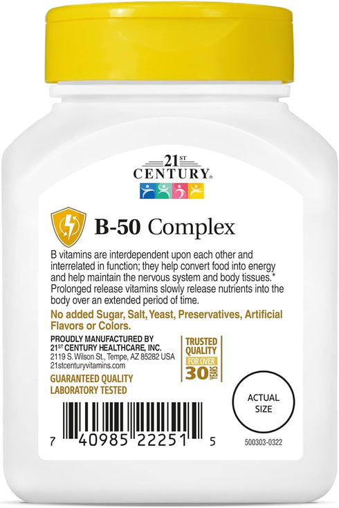 21st Century B 50 Complex Prolonged Release Tablets, 60 Count (Pack of 1)...