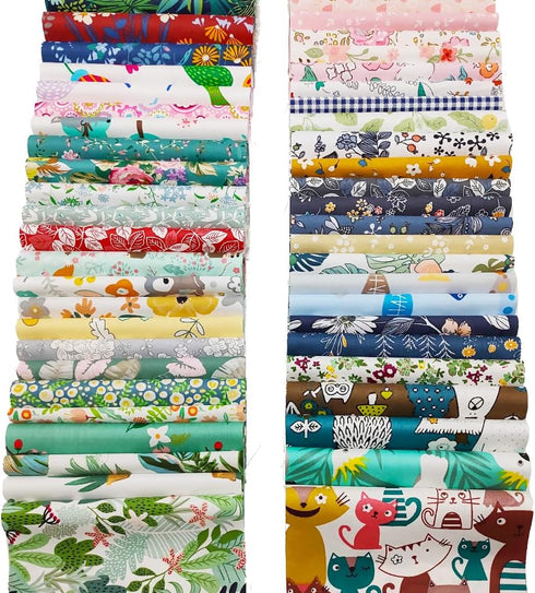 Fat Quarters Fabric Bundles, 50 pcs/lot Top Cotton 5.9" x 5.9" (15cm x 15cm) Squares Patchwork, Precut Quarter Sheets & Different Pattern for DIY ...