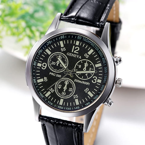 JewelryWe Business Casual Men's Quartz Wrist Watch Dial Leather Strap Watches for Christmas...