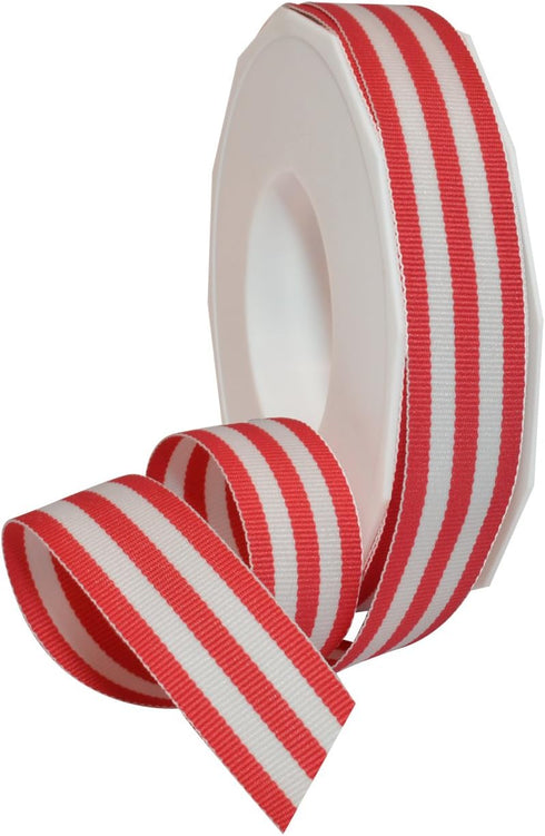 Morex Ribbon Striped Polyester Grosgrain Ribbon, Party Decorations, Gift Wrapping, Fun Patterns, 7/8" by 20 yd., Geranium...