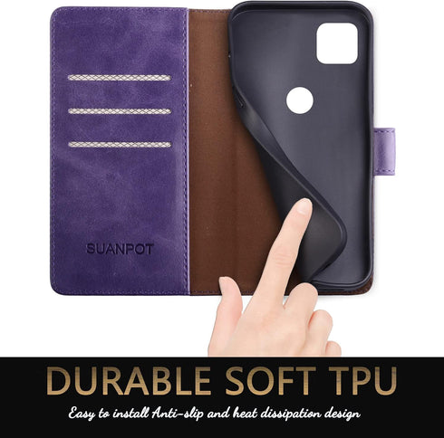 SUANPOT for Motorola One 5G Ace 2021 with RFID Blocking Leather Wallet case Credit Card Holder,Flip Folio Book Phone case Shockproof Cover Women M...