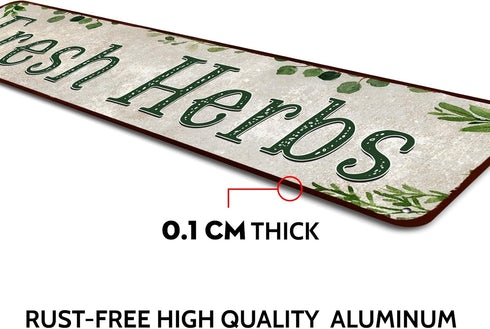 Fresh Herbs Metal Sign Country Farmhouse Home Gardener Tin Sign Decor Sign 4" x 16"...