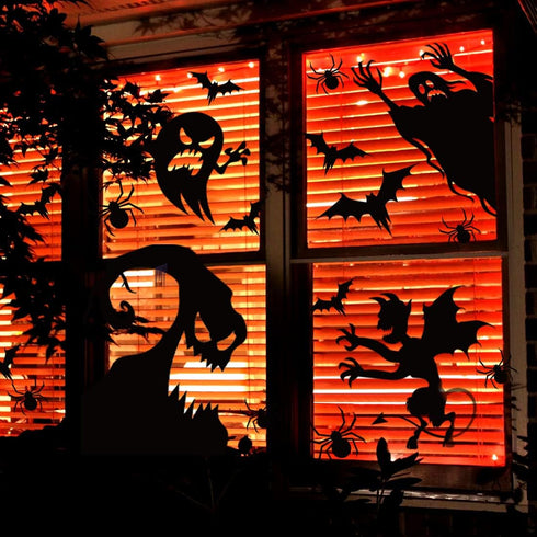 Large Halloween Window Clings Stickers, Halloween Window Decorations Halloween Window Silhouette for Windows Glass Walls...