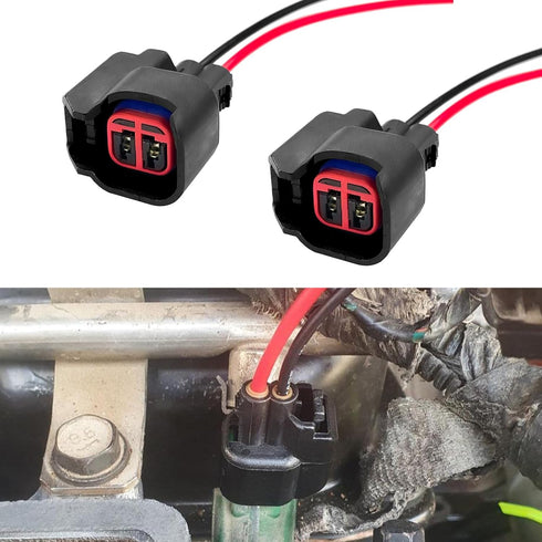 2 PCS EV6 EV14 Fuel Injector Connector, Fuel Injector Pigtail Connector Wiring Harness, Universal Automotive Accessories EV1 Fuel Injector Socket ...