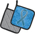 Caroline's Treasures AN1206PTHD Blue Ribbon for Prostate Cancer Awareness Pair of Pot Holders Kitchen Heat Resistant Pot Holders Sets Oven Hot Pad...