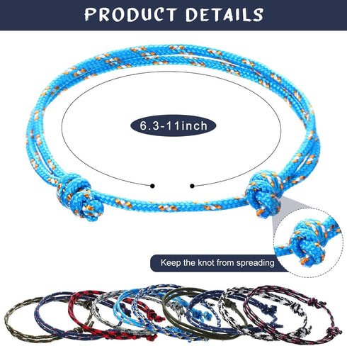 20 Pieces Nautical Braided Rope Bracelet Handmade Navy Rope Cord Bracelet Adjustable String Wave Bracelets for Men Boys Teens...