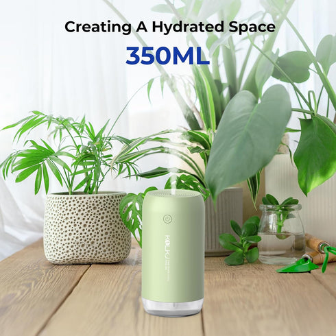 Portable Mini Humidifier, 350ml Quiet Small Cool Mist Humidifiers USB Personal Desktop Humidifier for Bedroom Office Plants Car Baby Nursery with ...