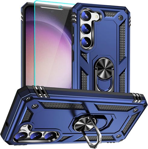 for Samsung Galaxy S23 Case with HD Screen Protector : Military Grade 16ft Drop Tested Ring Shockproof Protective Phone Case - Samsung Galaxy S23 ...