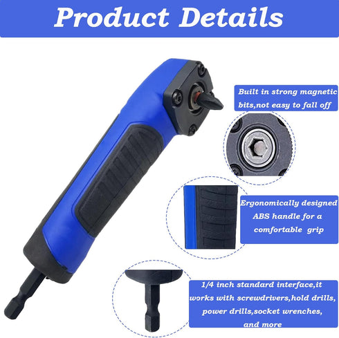 Right Angle Drill Attachment,90 Degree Drill Adapter Electric Screwdriver Repair Tool Right Angle Attachment Extension Screwdriver Socket Holder D...
