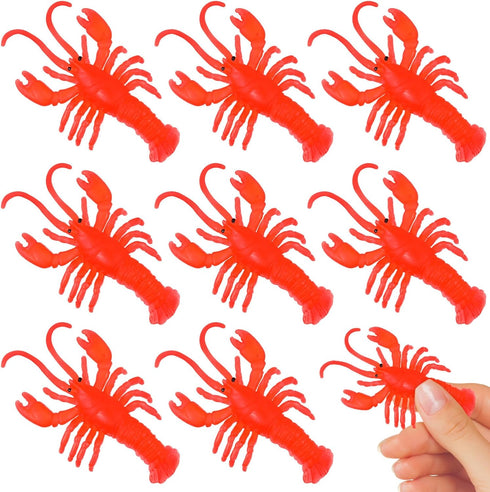 Totority Lobster Toy, Mini Red Lobster 12Pcs TPR Rubber Lobster Models Fake Crawfish Decorations Early Educational Toys Party Supplies...