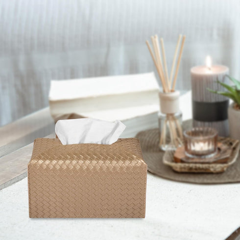 Tissue Box Cover Rectangle PU Leather Tissue Holder Facial Tissue Case Paper Organizer Dispenser for Bathroom, Vanity, Countertop, Tabletop, Car, ...