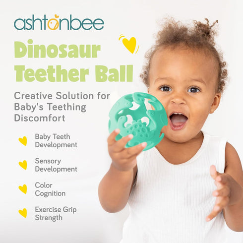 Dinosaur Baby Teething Toys, Textured Sensory Toys for Babies, Lightweight Soft Baby Sensory Toys, BPA-Free Silicone Infant Teething Toys, 0-18 Mo...